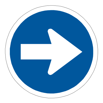 Indicates the direction in which you must proceed, drive only in the direction indicated by the arrow