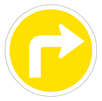 Indicates the direction in which you must proceed, drive only in the direction indicated by the arrow at the next junction