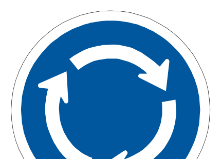 To indicate that you must move in a clockwise direction at the junction