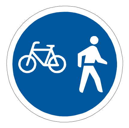 To indicate that the road or part of it may be used by cyclists and pedestrians only. Indicates to cyclists and pedestrians which part of the road they may use