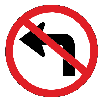 To prohibit vehicles from turning left at an intersection