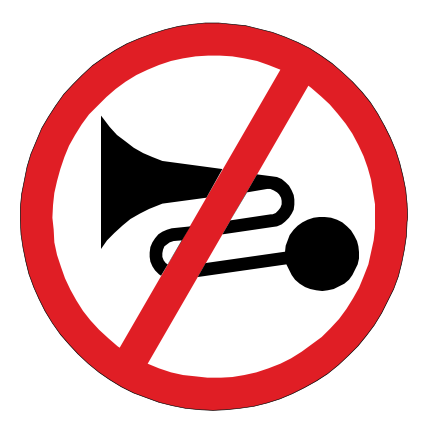 To prohibit noise, if the noise level of your vehicle is high, you may not proceed past the sign. Vehicles hooter may not be used for 100 meters after pass this sign