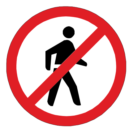 To prohibit pedestrians from proceeding past this sign where they could cause danger to themselves and vehicles