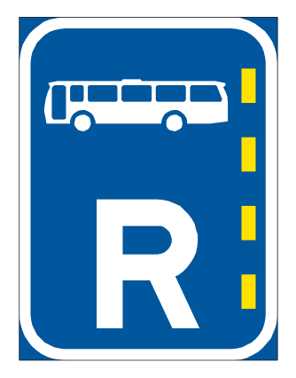 The lane on the left of the yellow line is reserved for the exclusive use of the class of vehicle indicated, in this case buses