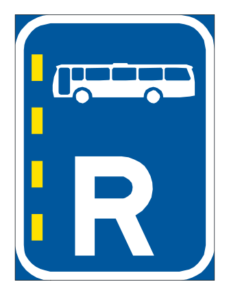 The lane on the right of the yellow line is reserved for the exclusive use of the class of vehicle indicated