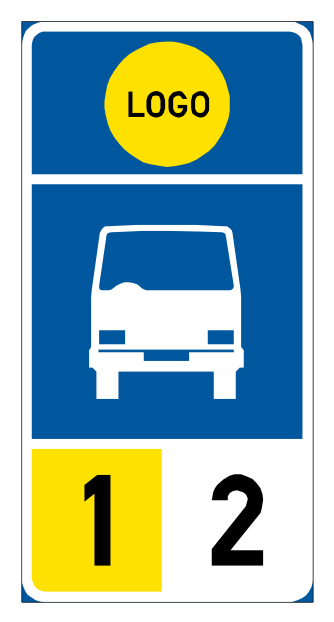 This stop zone is reserved for the exclusive use of the class of vehicle and organization shown by the symbol and logo