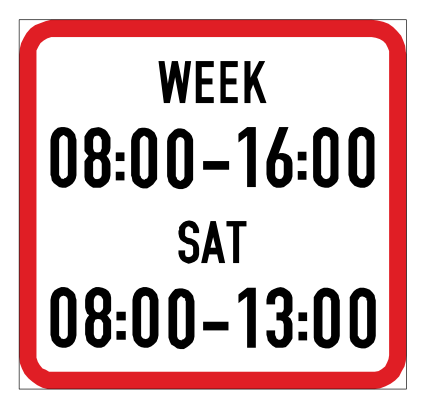 Applies on the days and during the times shown