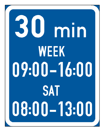 Applies for the period and during the times shown