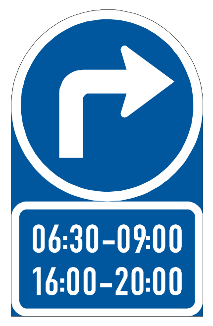 Turn right at the next junction during these times