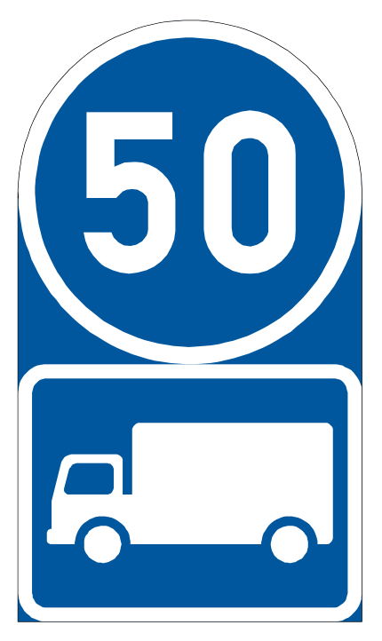 Goods vehicles must travel at 50km/h or faster