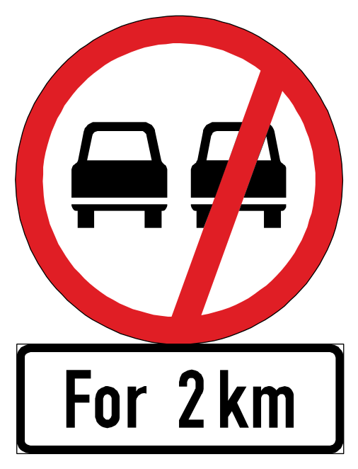 Overtaking prohibited for the next 2km