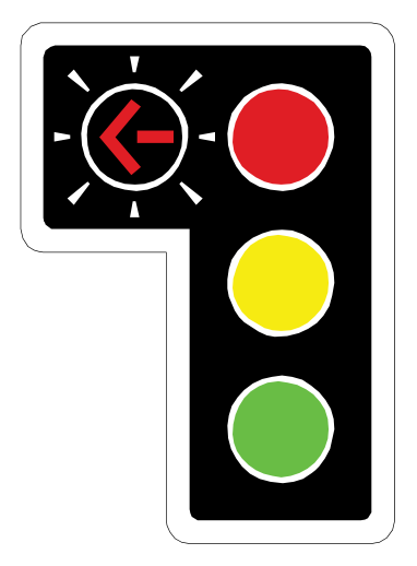 Flashing red arrow left