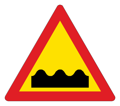 Temporary uneven, potholed, or bumpy road surface ahead