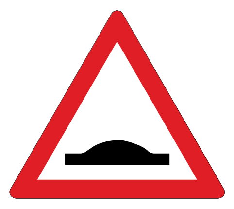 Speed humps ahead. Slow down and obey any speed limit sign