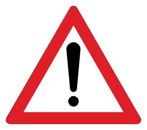 General warning sign, usually with an explanatory plate beneath it