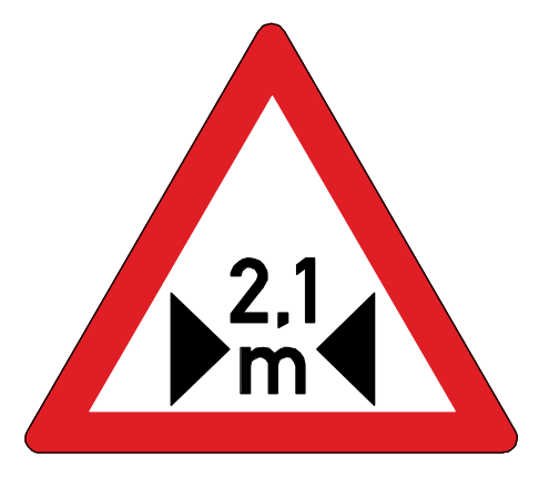 Road width regulatory restriction ahead