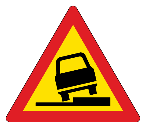 Surface step in the road surface ahead (temporary version)