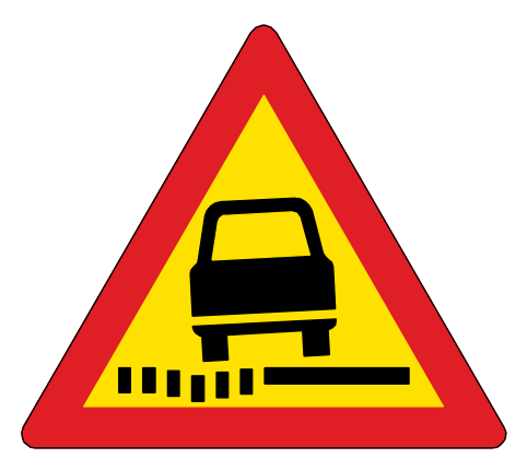 Soft shoulder at road’s edge ahead (temporary version)