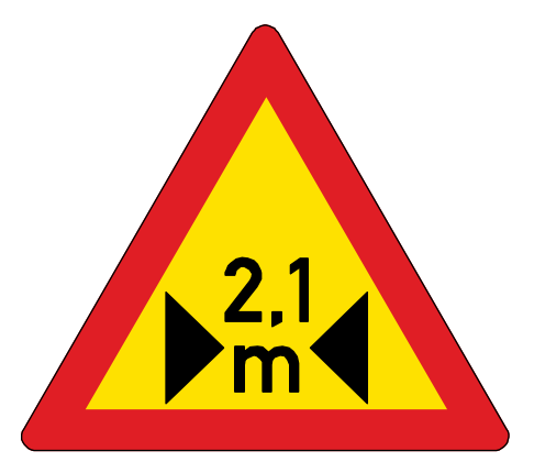 Road width regulatory restriction ahead (temporary version)