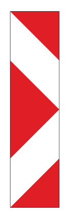 Danger plate. Pass the hazard on the side to which the arrowhead points