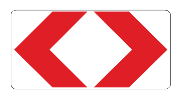 Marks the position of a separation in the road (e.g. at a freeway exit)