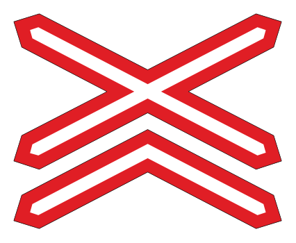 Railway crossing. Extra lower plate indicates two or more railway lines