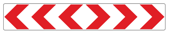 Outward pointing arrows indicate where the road ends at a T-junction and you must turn either left or right