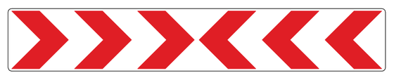 Inward pointing arrows indicate that the road ends at this point and does not continue beyond the plate. You must turn back