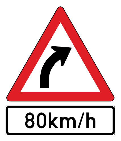 Advanced warning signs in high visibility backgrounds