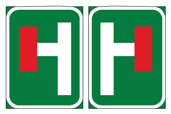 No through road to the left (or right), as indicated by the red bar